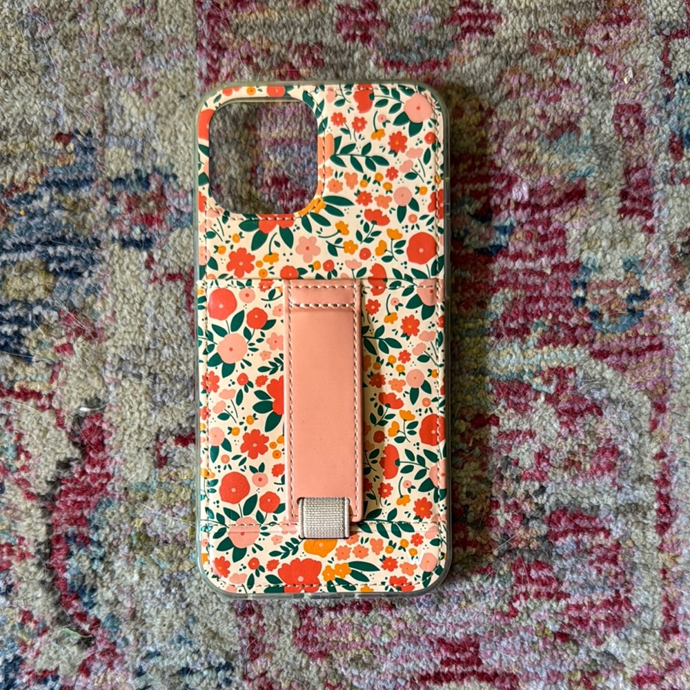 Floral Pink and Orange Phone Case with Stand